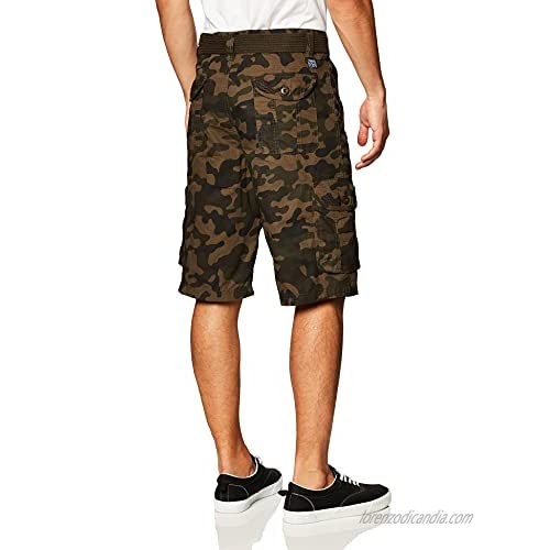 Southpole Men's All-Season Belted Ripstop Basic Cargo Short-Reg and Big & Tall Sizes Woodland 30