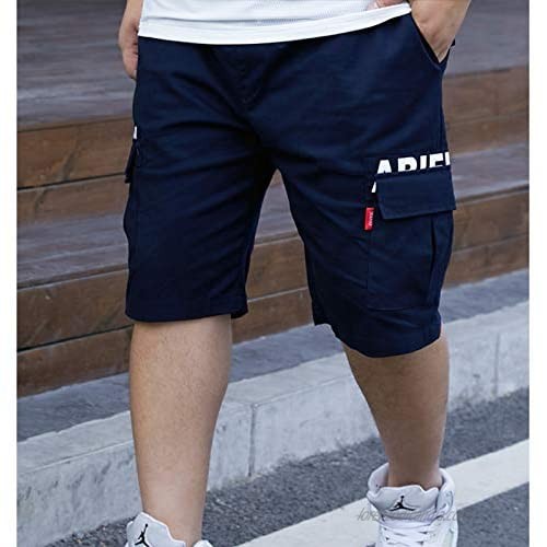 USTZFTBCL Cargo Shorts Men Mens Summer Man Black Plus Size Loose Casual Male Elastic Blue Stretched Short