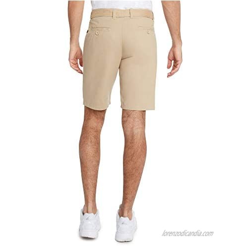 9 Crowns Men's Flat Front Modern fit Twill Chino Belted Shorts Essentials