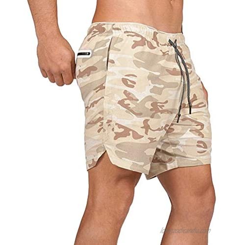 Grimgrow Men's 2-in-1 Camo Athletic Shorts Gym Workout Running Short Pants