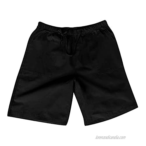 Rela Bota Men's Fashion Cotton Linen Athletic Shorts Solid Color Beach Lightweight Elastic Waist Yoga Pants