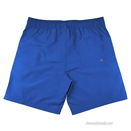None/Brand Men's 7 inch Inseam Solid Swim Trunks Swim Shorts with mesh Liner Multi Pockets Swimwear Blue-M