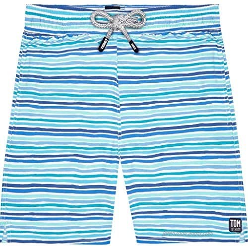 Tom & Teddy Men's Stripe Swim Trunk | Ocean