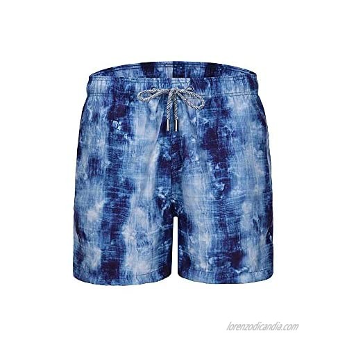 GUICHE DOTZ Mens Swimming Trunks Printed Quick Dry Board Beach Shorts with Pockets Swimwear Bathing Suits
