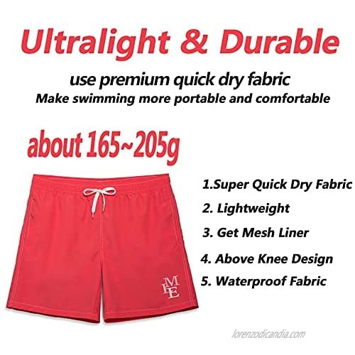 MEILONGER Mens Swimwear Quick Dry Swim Trunks Beach Board Shorts Solid Bathing Swimsuit with Mesh Lining and Pockets