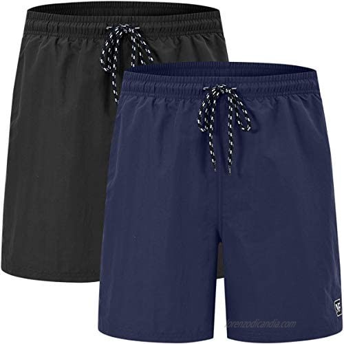 MoFiz Mens Running Shorts Board Shorts Quick Dry Swim Trunks Swimsuit Beachwear with Mesh Lining
