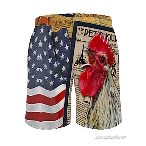 Partrest Swim Trunks for Men Boy Beach Shorts Flag Rooster Summer Quick Dry Bathing Suits Mesh Lining Surfing Casual Shorts