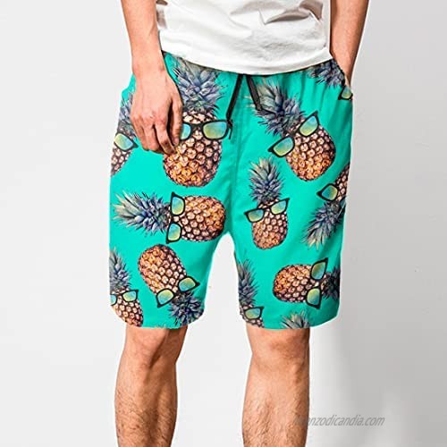 Qzsgwr Men's Swim Trunks Quick Dry 3D Printed Beach Board Shorts with Pockets Cool Mesh Lining Bathing Suits