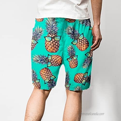 Qzsgwr Men's Swim Trunks Quick Dry 3D Printed Beach Board Shorts with Pockets Cool Mesh Lining Bathing Suits