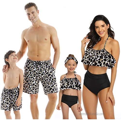 Rosiika Family Matching Swimwear Set Mother Daughter Bikini Swimsuits Father Son Swim Trunk Shorts Bathing Suit