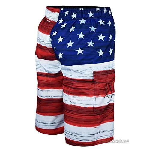 VBRANDED Men's American Flag Board Shorts