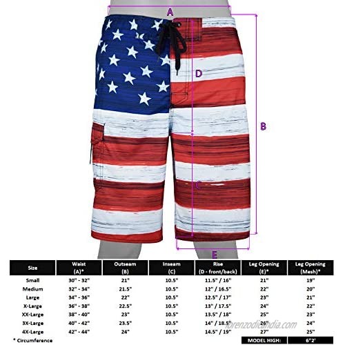 VBRANDED Men's American Flag Board Shorts
