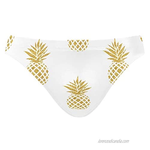 ALAZA Mens Swim Briefs  Men Swimwear Briefs  Mens Swim Bikini Swimwear S-3XL Gold Pineapple