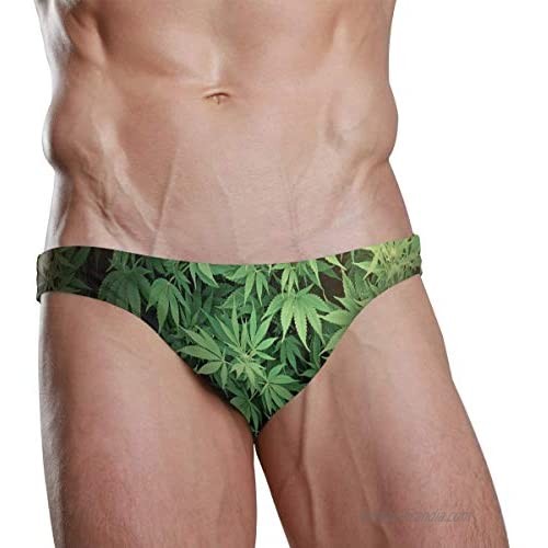 Cannabis Leaf Sexy Mens Swimwear Swim Briefs Bikini Brazilian Cut Surf Board Shorts