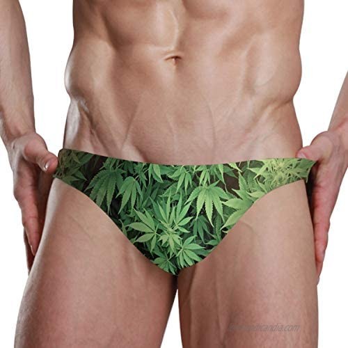Cannabis Leaf Sexy Mens Swimwear Swim Briefs Bikini Brazilian Cut Surf Board Shorts