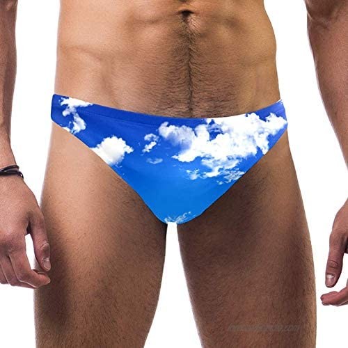 DEYYA Blue Sky White Clouds Men Swimwear Bikini Underwear Swim Trunks Summer Beach Shorts Brief Boxer Pants  S