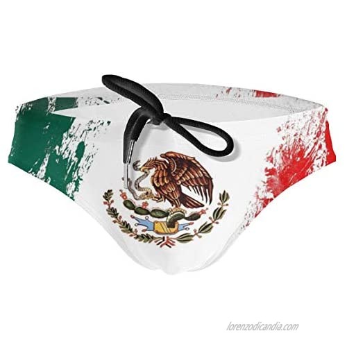 KIKISUN Mens Swimwear Briefs Flag Mexico Beach Underwear Sexy Swimsuit Drawstring Sports Bikini Swimsuit