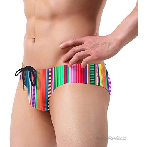 KXT Colorful Mexican Serape Mens Bikini Swimsuit Boxer Brief Underwear Drawstring Swimming Trunks