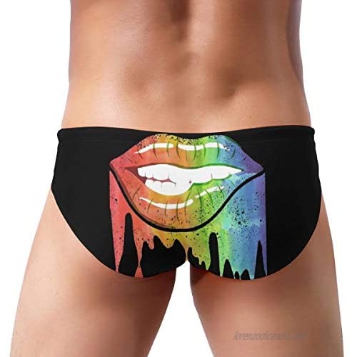 Men Swim Briefs Gay Pride Rainbow Lips Bikini Swimwear Swimming Triangle Shorts Beach Shorts