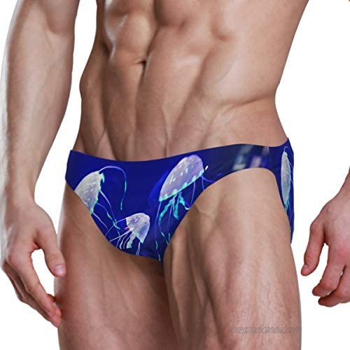 Men's Tropical Ocean Jellyfish Swim Briefs Swimsuit Bikini Drawstring Swimwear Sexy Bathing Suit S-3XL