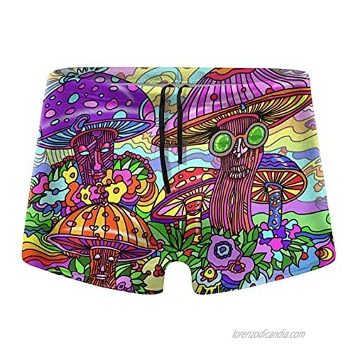 Partrest Men's Swimming Shorts Psychedelia Mushroom Square Leg Training Swimsuit Swim Bikini Briefs Underpants