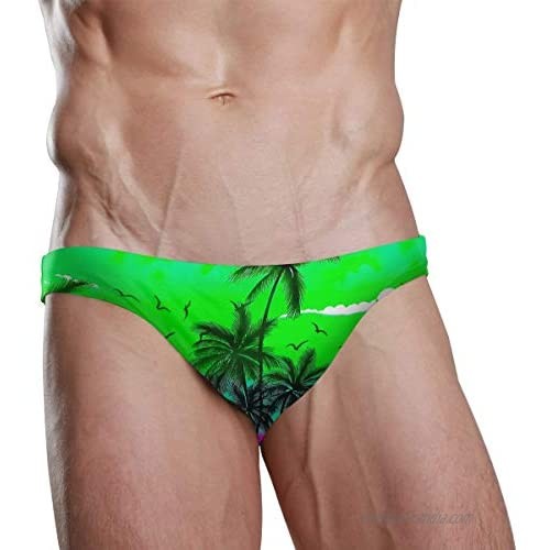 Swim Trunks Men Short Green Fashion Palm Tree Triangle Bikini Athletic Swimsuit Beach Board Swimwear