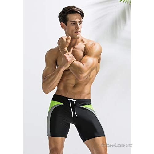UXH Man Men Long Swimming Trunks Pants Surf Board Shorts Fitness Shorts Boxer Brief Swimwear Tight Shorts Nylon Swimwear