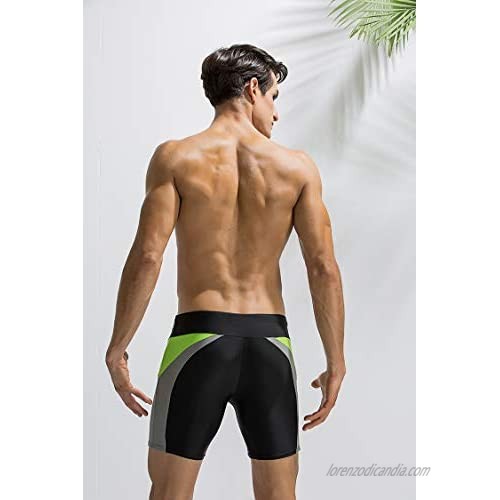 UXH Man Men Long Swimming Trunks Pants Surf Board Shorts Fitness Shorts Boxer Brief Swimwear Tight Shorts Nylon Swimwear