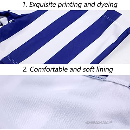 YUZHOU Mens Bikini Swimwear Sexy Swim Briefs Striped Bathing Suit Quick Dry Swimsuit with Drawstring (Blue and White 2-XL)