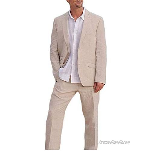 Beige Wedding Suits Summer Beach Men Suits 2 Pieces Groom Tuxedos 2 Buttons