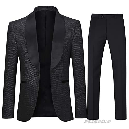 Boyland Men's Tuxedo Suits Slim Fit Luxury 2 Pieces Suit Set Tux Jacket Pants Homecoming Dinner Prom Party Dress