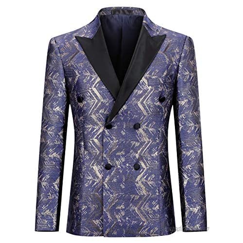 Cloudstyle Mens Dinner Tuxedo Suits 2 Piece Gold Formal Suit Double Breasted Dress Outfit