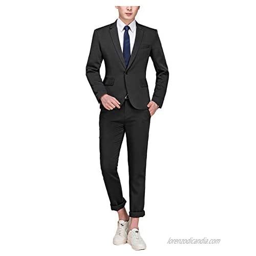 GATMSTZ Men Casual Notch Lapel 2 Pieces Suit Slim Fit Wedding Party Jacket Pants