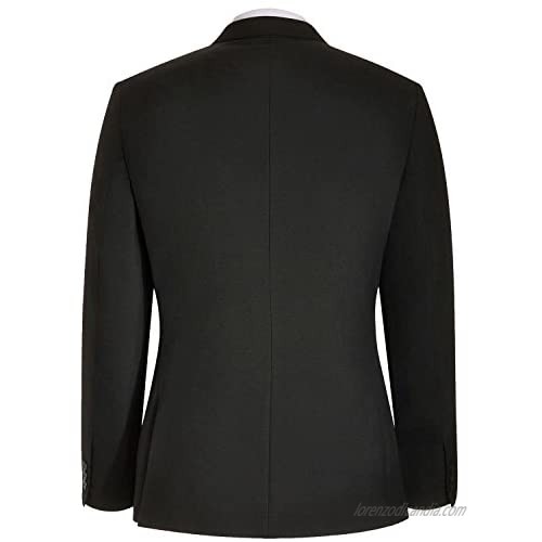 HBDesign Mens 1 Piece 1 Button Notch Lapel Slim Fit Fashion Formal Suit Black