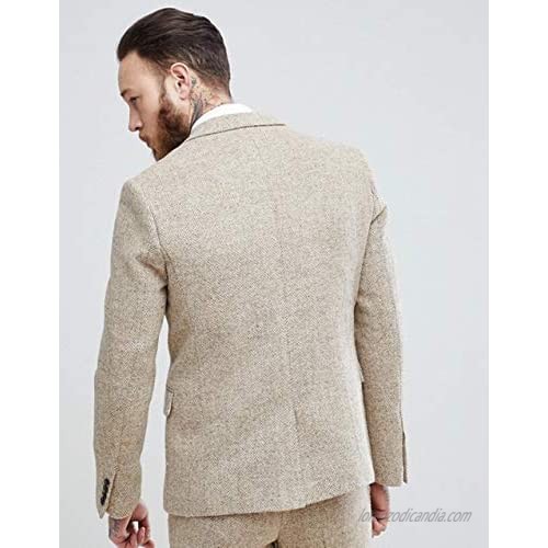 High-End Suits Wool Herringbone Men Suit Winter Tweed Coat Vest Modern Fit 3 Pieces Prom Men Suits