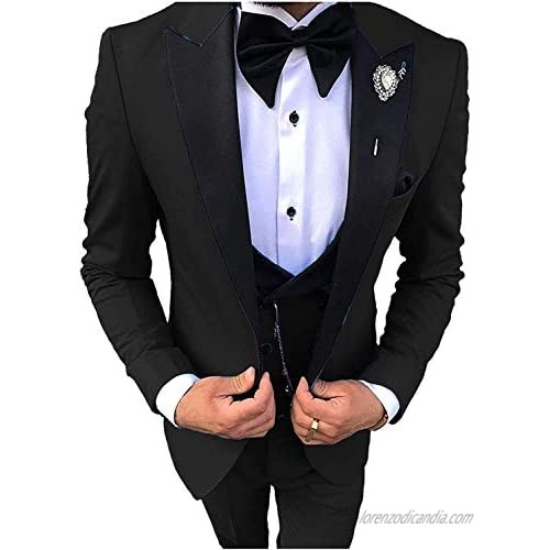 Men's Suits for Wedding Bridegroom Slim Fit Prom Tuxedo 3 Piece Notch Lapel Jacket Vest Pants Set