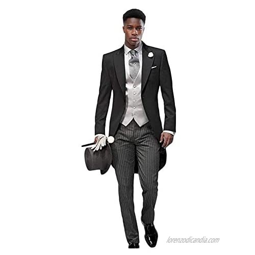 Men's Tailcoat Slim Fit 3 Pieces Suit Groom Tuxedo Wedding Blazer Tux Vest & Trousers
