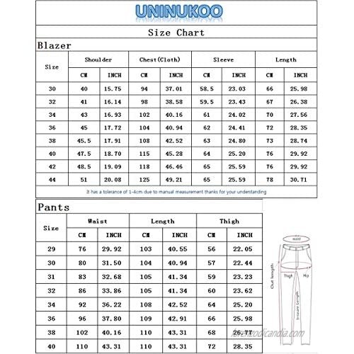 UNINUKOO Mnes Casual Slim Fit Three Pieces Suit Double Breasted Sport Coat Waistcoat Pants