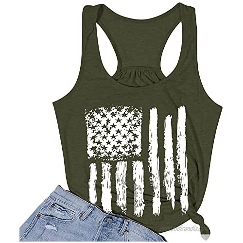 American Flag Tank Tops Women Patriotic Shirt USA Flag Sleeveless T-Shirt 4th of July Tee Tops