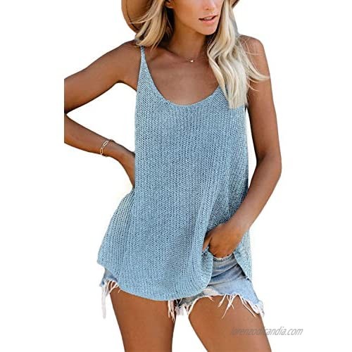 KINGFEN Womens Knit Tank Tops Summer Flowy Casual Loose Fit Sleeveless Sweaters