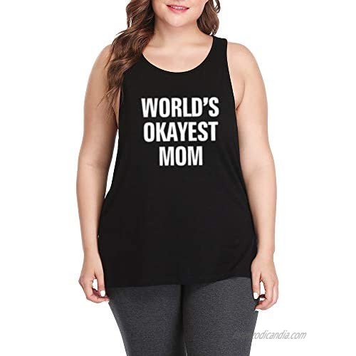 Loo Show World's Okayest Mom Plus Size Workout Casual Tank Tops Womens