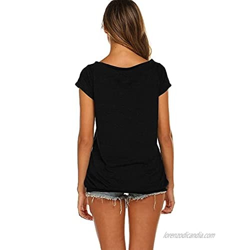 Niceyi Women's Summer Casual Tops Short Sleeve/Sleeveless Tank Off Shoulder Spaghetti Strap Basic T-Shirt Tunics Blouse