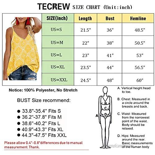 TECREW Women's Button Down V Neck Spaghetti Straps Tank Top Casual Sleeveless Summer Shirts Blouse