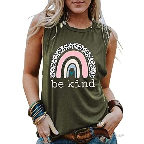Umsuhu Be Kind Graphic Tank Tops for Women Sleeveless Graphic Tank Tops Tees Shirts