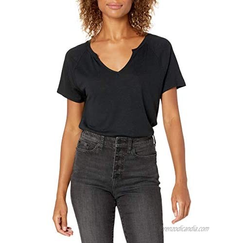  Brand - Goodthreads Women's Linen Modal Jersey Short-Sleeve Slit-Neck T-Shirt