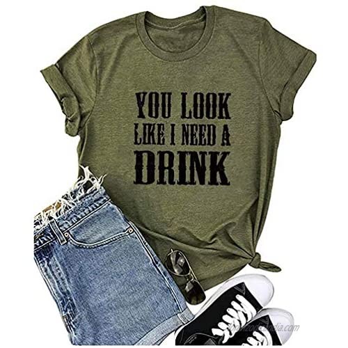 Country Music Shirt for Women You Look Like I Need a Drink T Shirt Short Sleeve Beer Festival Party Tee Shirts