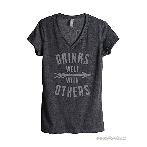Drinks Well with Others Women's Relaxed V-Neck T-Shirt Tee