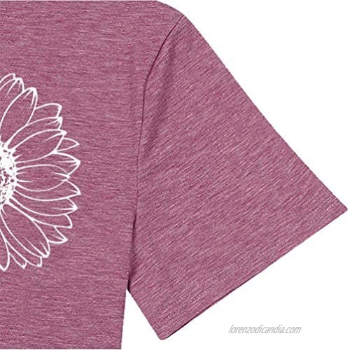 Sunflower Graphic Tee Shirt Women Cute Flower Tshirts Short Sleeve Casual Tops
