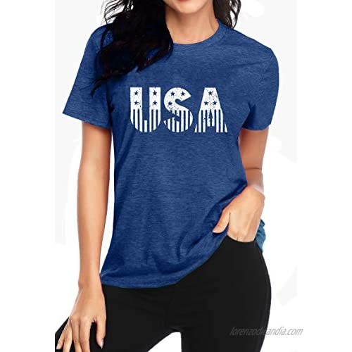 USA Flag Tee Shirt Women 4th of July Gift T Shirt Casual Short Sleeve American Proud T-Shirt Tops