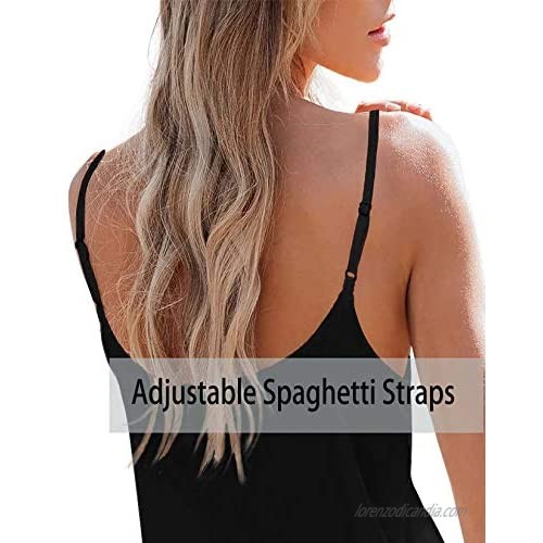 NIASHOT Women's Spaghetti Strap Tank Tops V-Neck Sexy Camisole Sleeveless Tops